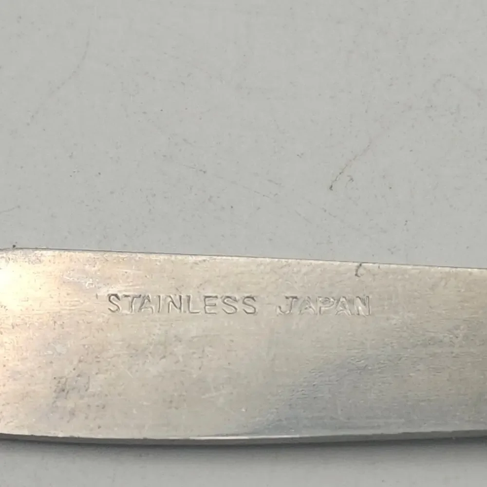Vintage 6 Mini Cocktail Appetizer‎ Knives Japan Cream Gold Floral MCM Stainless